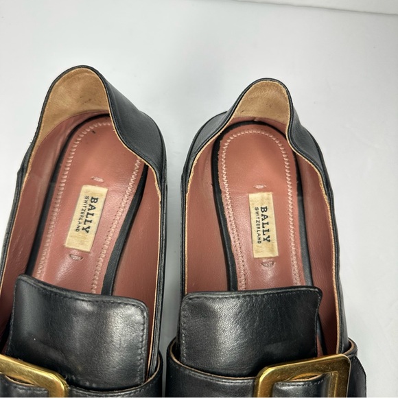 Bally Switzerland Janelle Leather Black Flat/Slipper Gold Accent Sz 37 (US 6.5) - Picture 5 of 12